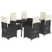 Set mobilier de grădină cu perne, 7 piese, negru, poliratan - WALTI WALTI