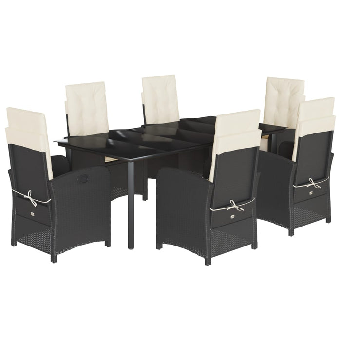 Set mobilier de grădină cu perne, 7 piese, negru, poliratan - WALTI WALTI