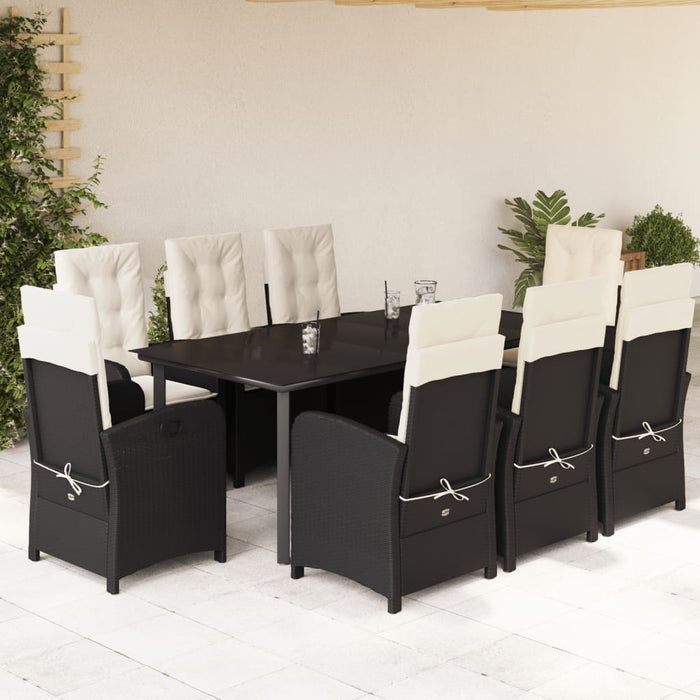 Set mobilier de grădină cu perne, 9 piese, negru, poliratan - WALTI WALTI