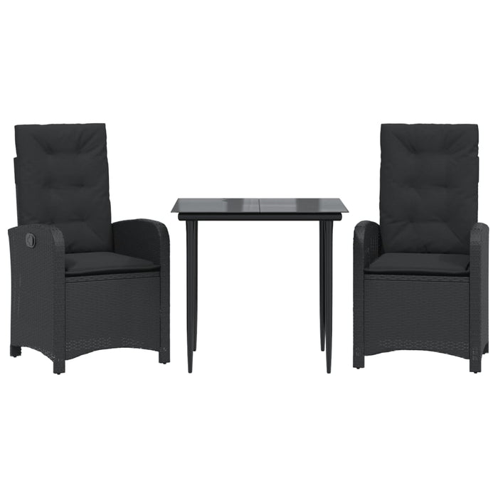 Set mobilier de grădină cu perne, 3 piese, negru, poliratan - WALTI WALTI