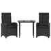 Set mobilier de grădină cu perne, 3 piese, negru, poliratan - WALTI WALTI