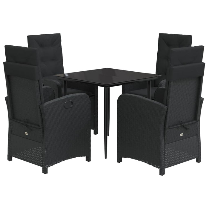 Set mobilier de grădină cu perne, 5 piese, negru, poliratan - WALTI WALTI