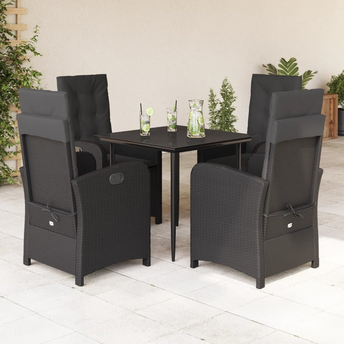 Set mobilier de grădină cu perne, 5 piese, negru, poliratan - WALTI WALTI
