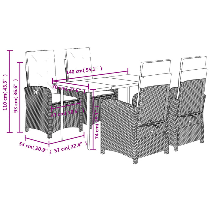Set mobilier de grădină cu perne, 5 piese, negru, poliratan - WALTI WALTI