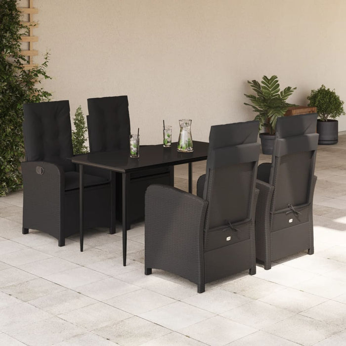 Set mobilier de grădină cu perne, 5 piese, negru, poliratan - WALTI WALTI
