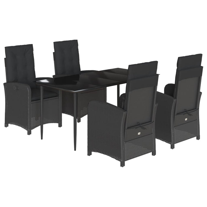 Set mobilier de grădină cu perne, 5 piese, negru, poliratan - WALTI WALTI