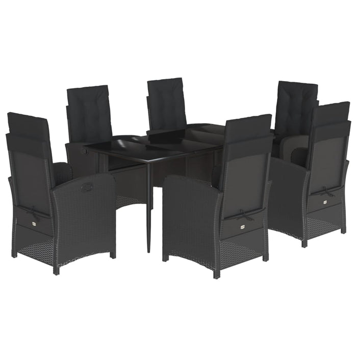 Set mobilier de grădină cu perne, 7 piese, negru, poliratan - WALTI WALTI