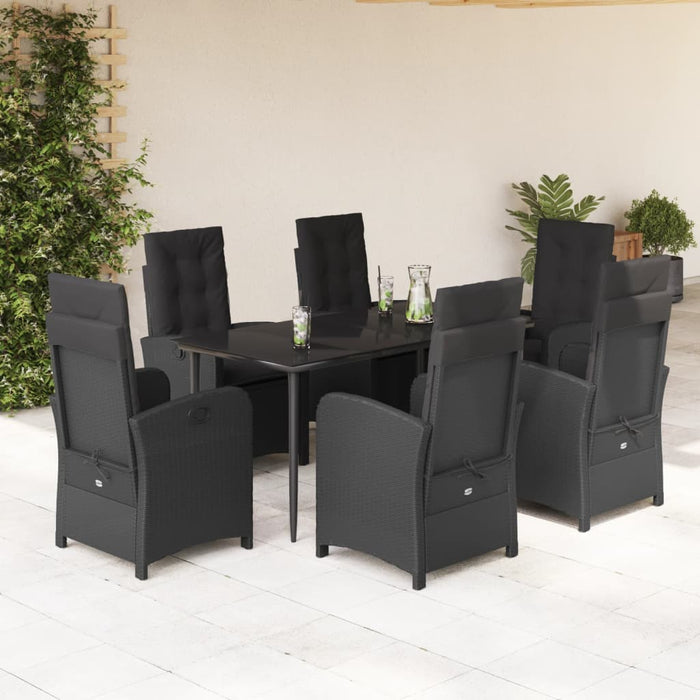 Set mobilier de grădină cu perne, 7 piese, negru, poliratan - WALTI WALTI