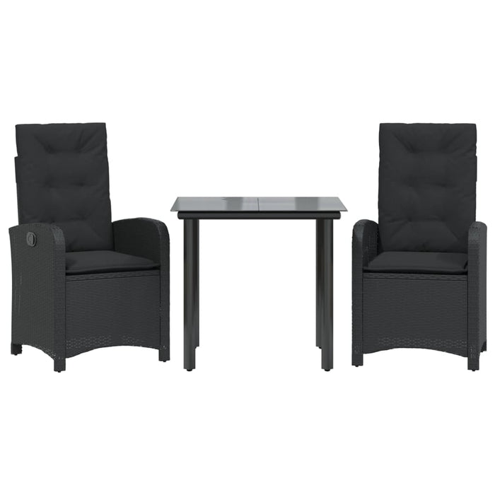 Set mobilier de grădină cu perne, 3 piese, negru, poliratan - WALTI WALTI