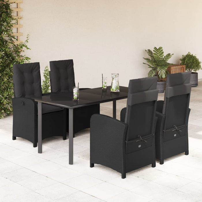 Set mobilier de grădină cu perne, 5 piese, negru, poliratan - WALTI WALTI