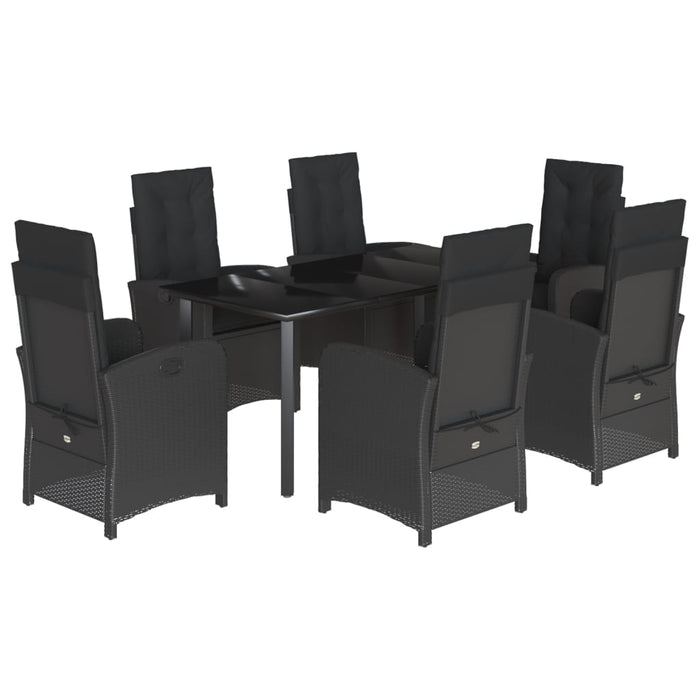 Set mobilier de grădină cu perne, 7 piese, negru, poliratan - WALTI WALTI