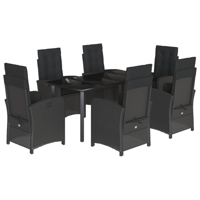 Set mobilier de grădină cu perne, 7 piese, negru, poliratan - WALTI WALTI