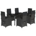 Set mobilier de grădină cu perne, 7 piese, negru, poliratan - WALTI WALTI