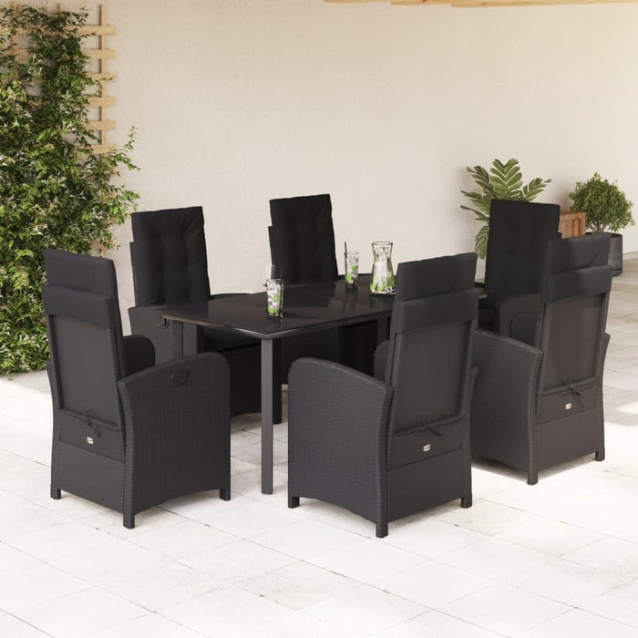Set mobilier de grădină cu perne, 7 piese, negru, poliratan - WALTI WALTI