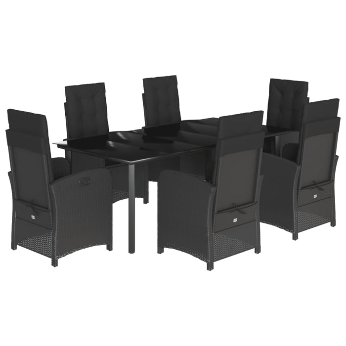 Set mobilier de grădină cu perne, 7 piese, negru, poliratan WALTI