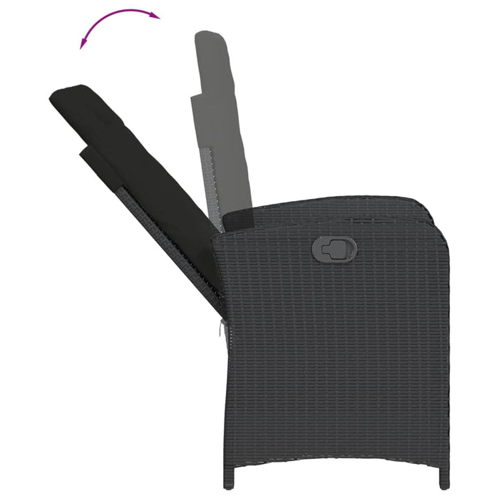 Set mobilier de grădină cu perne, 7 piese, negru, poliratan WALTI