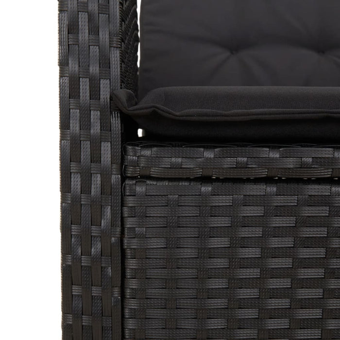 Set mobilier de grădină cu perne, 7 piese, negru, poliratan WALTI