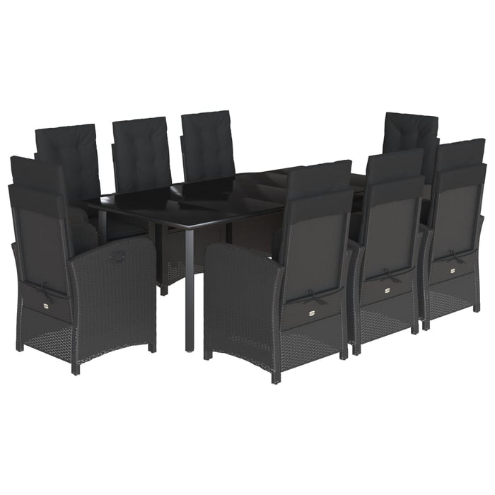 Set mobilier de grădină cu perne, 9 piese, negru, poliratan - WALTI WALTI
