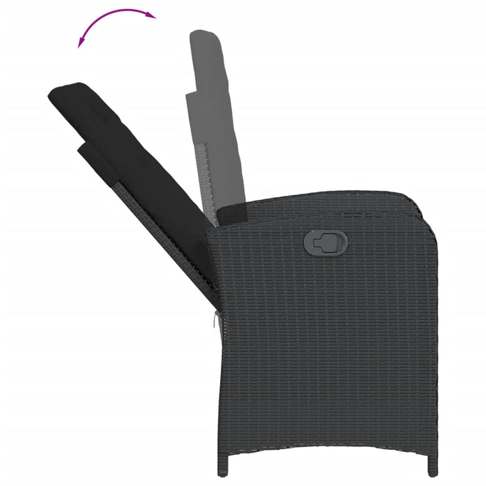 Set mobilier de grădină cu perne, 9 piese, negru, poliratan - WALTI WALTI
