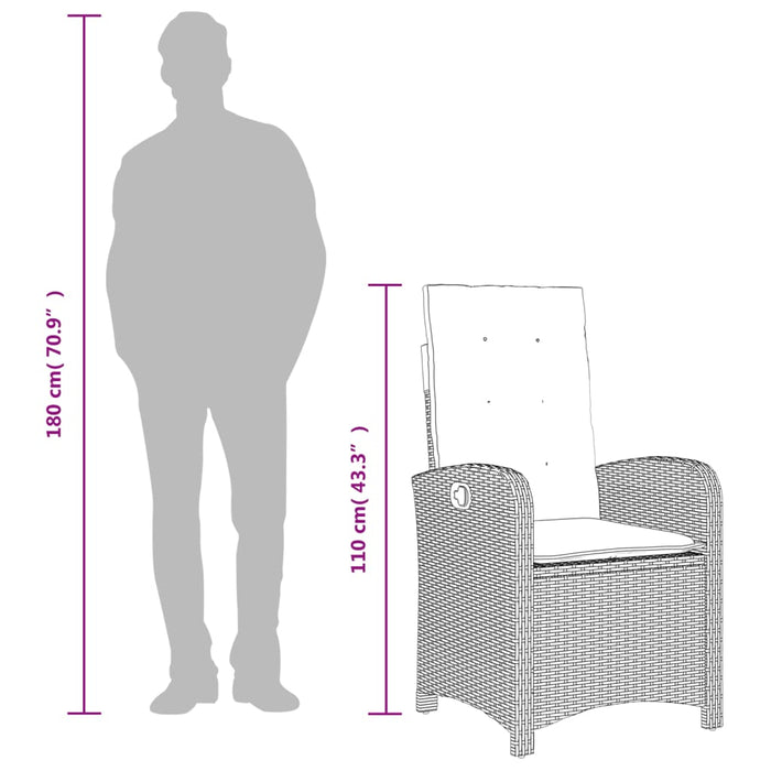 Set mobilier de grădină cu perne, 9 piese, negru, poliratan - WALTI WALTI