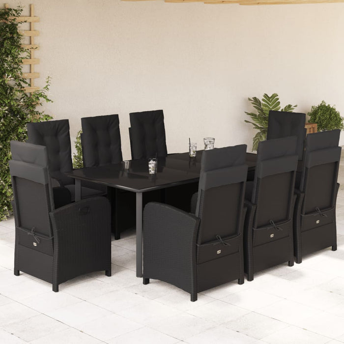 Set mobilier de grădină cu perne, 9 piese, negru, poliratan - WALTI WALTI