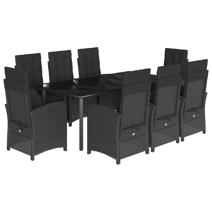 Set mobilier de grădină cu perne, 9 piese, negru, poliratan - WALTI WALTI