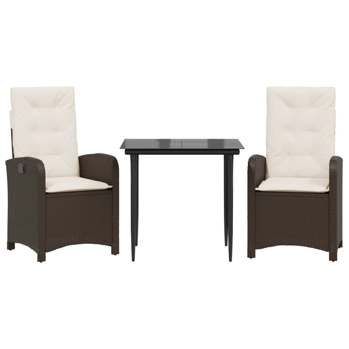 Set mobilier de grădină cu perne, 3 piese, maro, poliratan WALTI