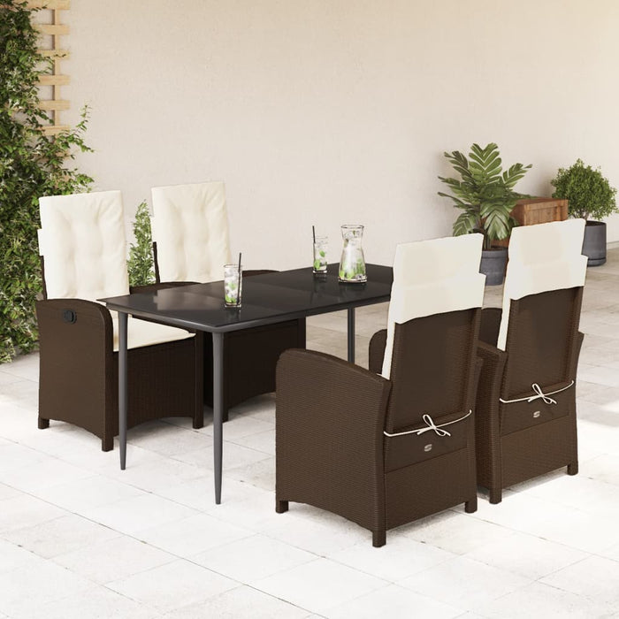 Set mobilier de grădină, 5 piese, cu perne, maro, poliratan - WALTI WALTI