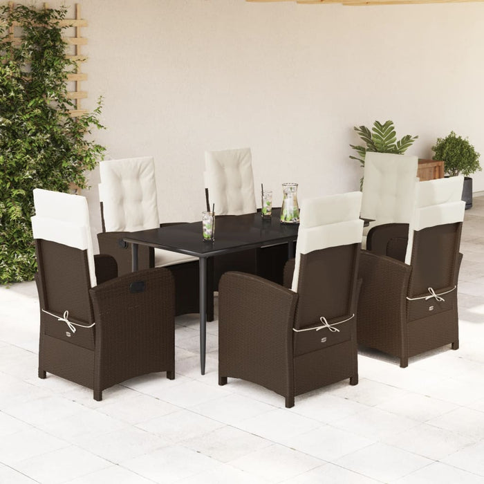 Set mobilier de grădină cu perne, 7 piese, maro, poliratan - WALTI WALTI