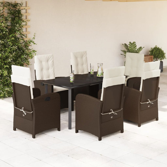 Set mobilier de grădină cu perne, 7 piese, maro, poliratan - WALTI WALTI