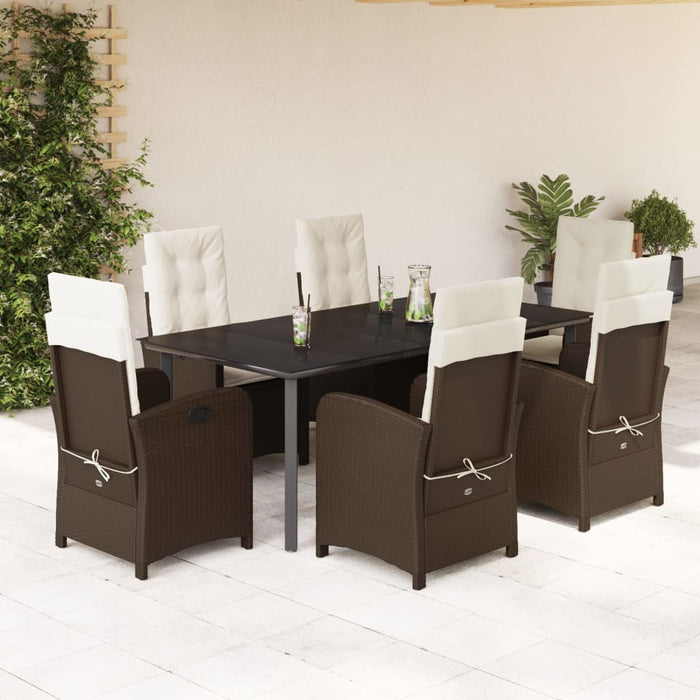 Set mobilier de grădină cu perne, 7 piese, maro, poliratan WALTI