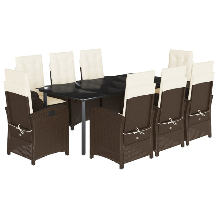 Set mobilier de grădină cu perne, 9 piese, maro, poliratan WALTI
