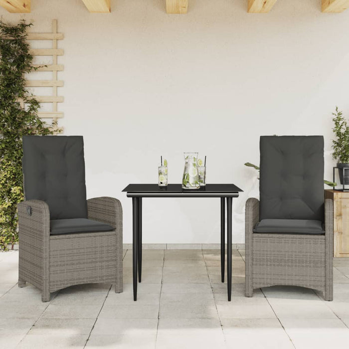 Set mobilier de grădină cu perne, 3 piese, gri, poliratan - WALTI WALTI