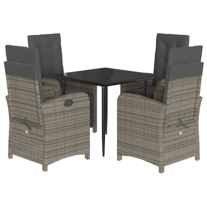 Set mobilier de grădină cu perne, 5 piese, gri, poliratan - WALTI WALTI