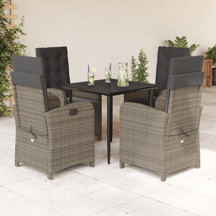 Set mobilier de grădină cu perne, 5 piese, gri, poliratan - WALTI WALTI