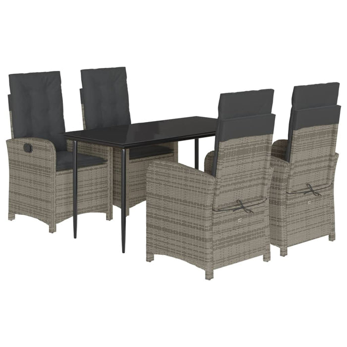 Set mobilier de grădină cu perne, 5 piese, gri, poliratan - WALTI WALTI