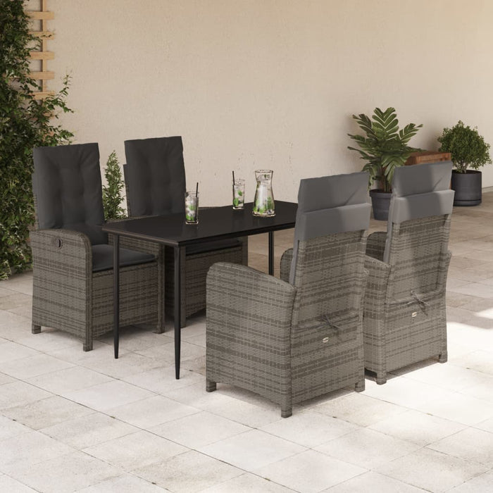 Set mobilier de grădină cu perne, 5 piese, gri, poliratan - WALTI WALTI