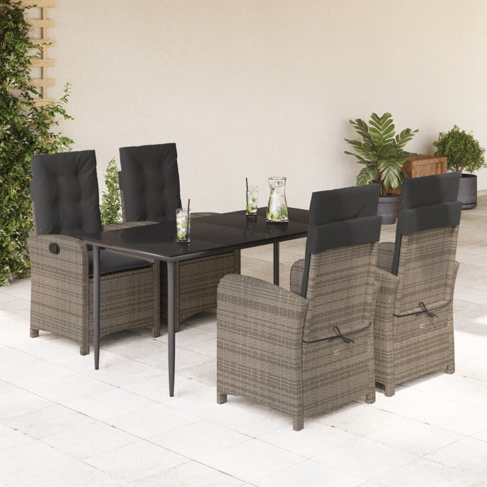 Set mobilier de grădină cu perne, 5 piese, gri, poliratan WALTI