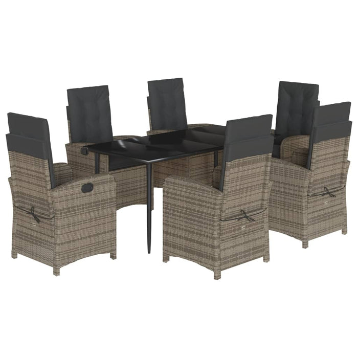 Set mobilier de grădină cu perne, 7 piese, gri, poliratan WALTI