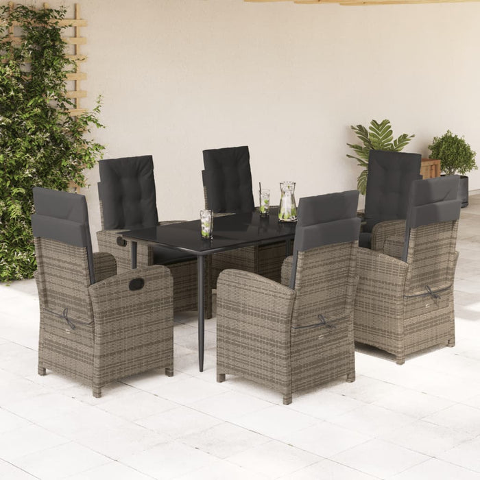 Set mobilier de grădină cu perne, 7 piese, gri, poliratan WALTI