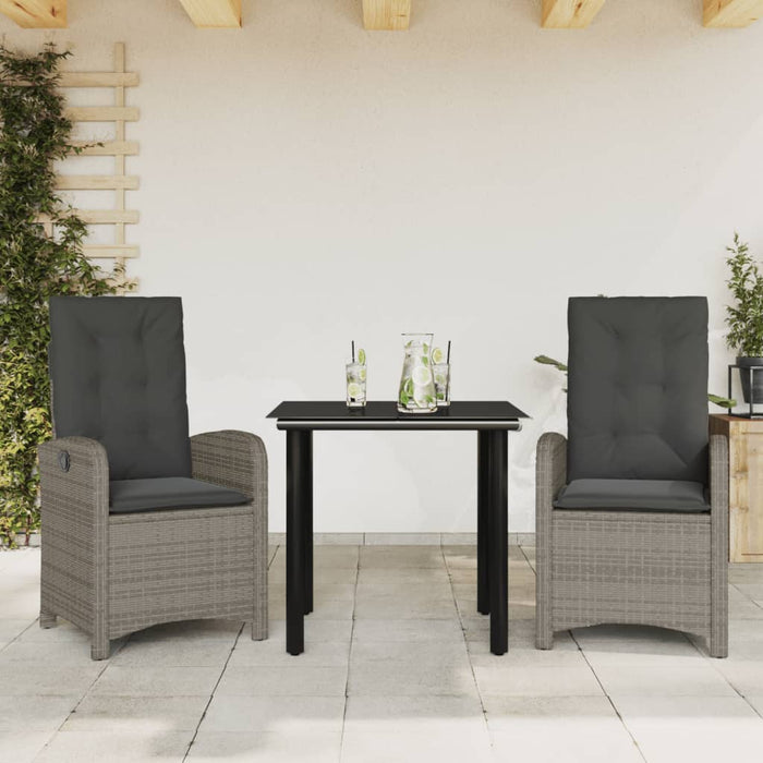 Set mobilier de grădină cu perne, 3 piese, gri, poliratan - WALTI WALTI