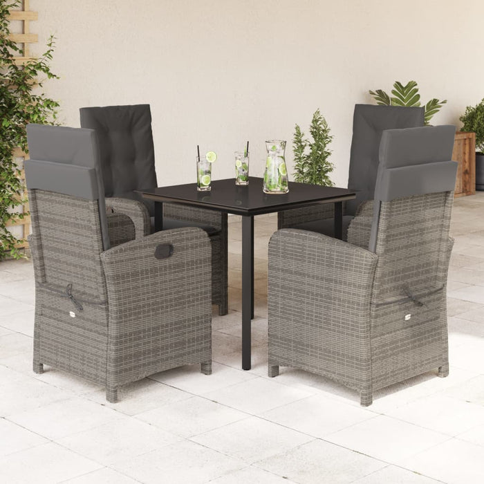 Set mobilier de grădină cu perne, 5 piese, gri, poliratan - WALTI WALTI