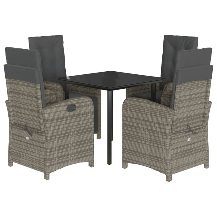 Set mobilier de grădină cu perne, 5 piese, gri, poliratan - WALTI WALTI