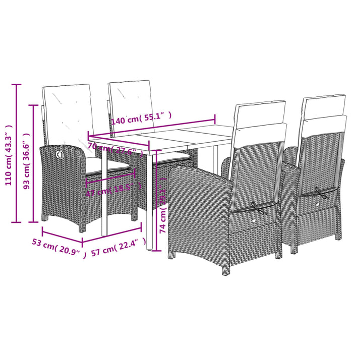 Set mobilier de grădină cu perne, 5 piese, gri, poliratan - WALTI WALTI