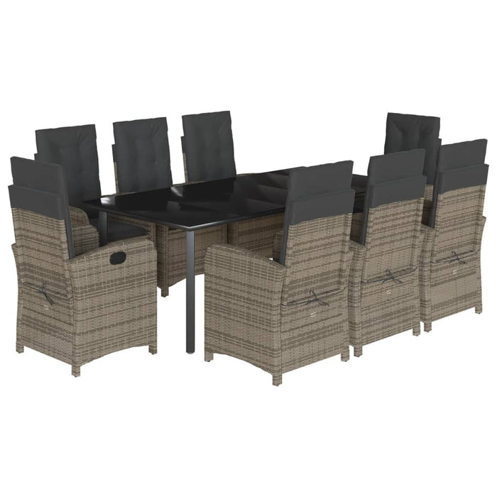 Set mobilier grădină cu perne, 9 piese, gri, poliratan - WALTI WALTI