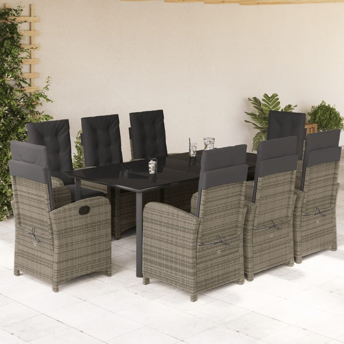Set mobilier grădină cu perne, 9 piese, gri, poliratan - WALTI WALTI