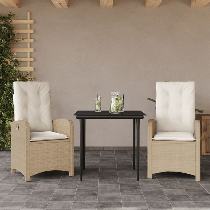 Set mobilier de grădină cu perne, 3 piese, bej, poliratan - WALTI WALTI