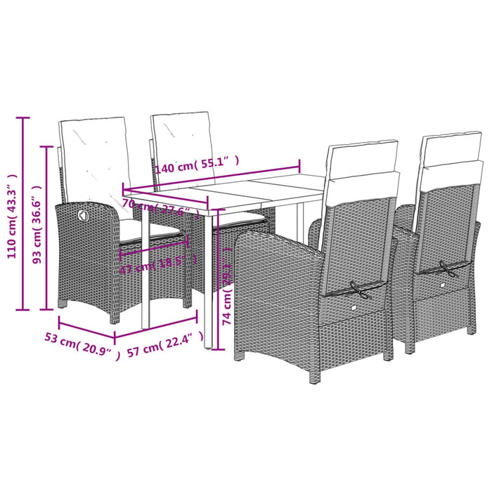 Set mobilier de grădină cu perne, 5 piese, bej, poliratan - WALTI WALTI