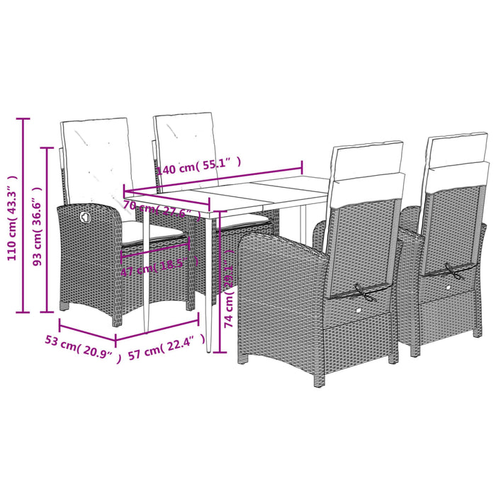 Set mobilier pentru grădină, 5 piese, cu perne, bej, poliratan - WALTI WALTI