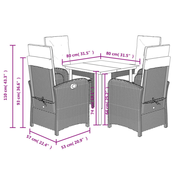 Set mobilier pentru grădină, 5 piese, cu perne, bej, poliratan - WALTI WALTI